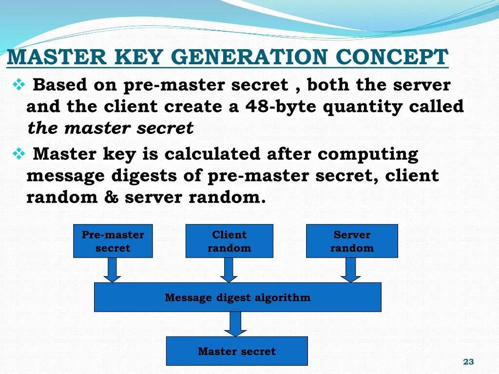 master key generation concept based on pre master