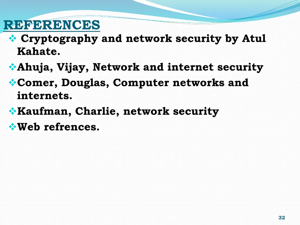 references cryptography and network security