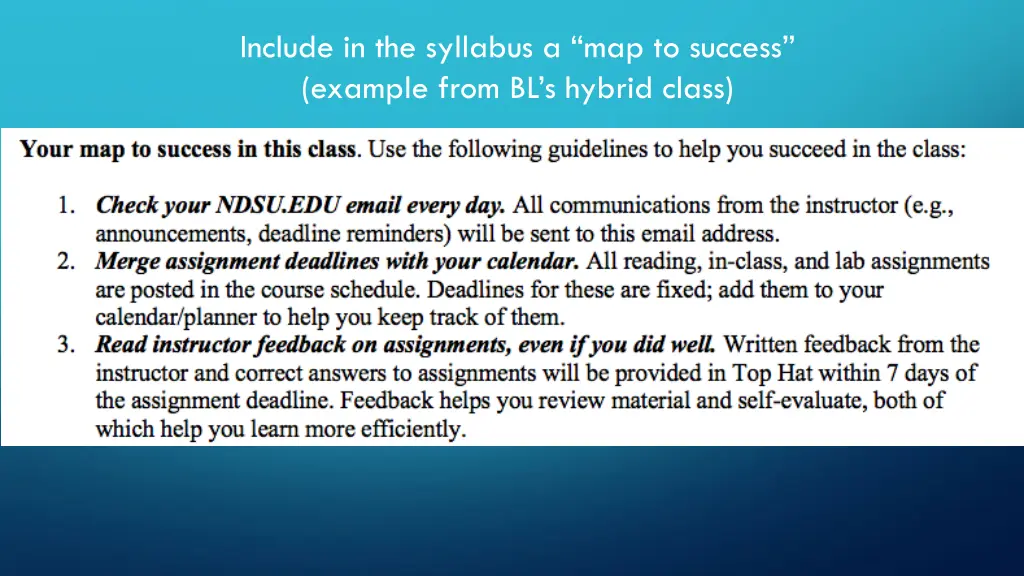 include in the syllabus a map to success example