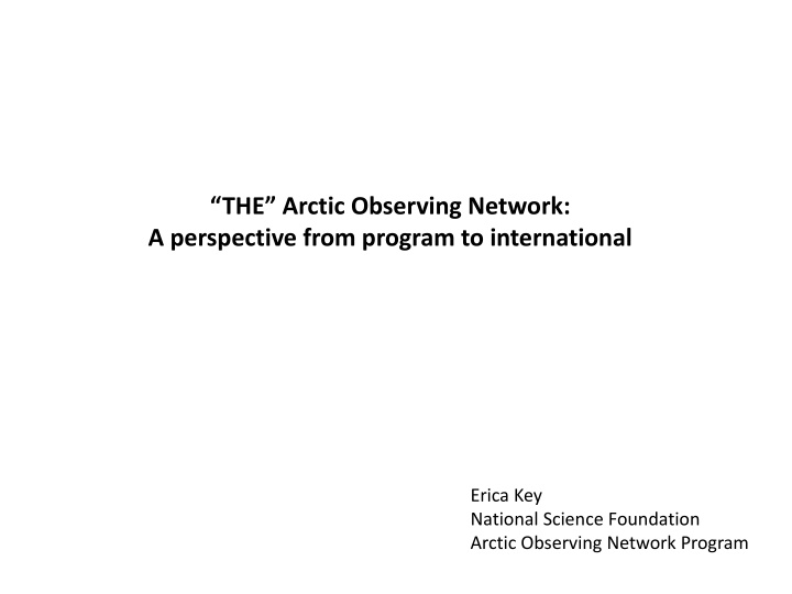 the arctic observing network a perspective from
