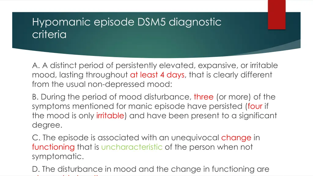 hypomanic episode dsm5 diagnostic criteria