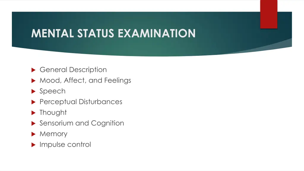 mental status examination