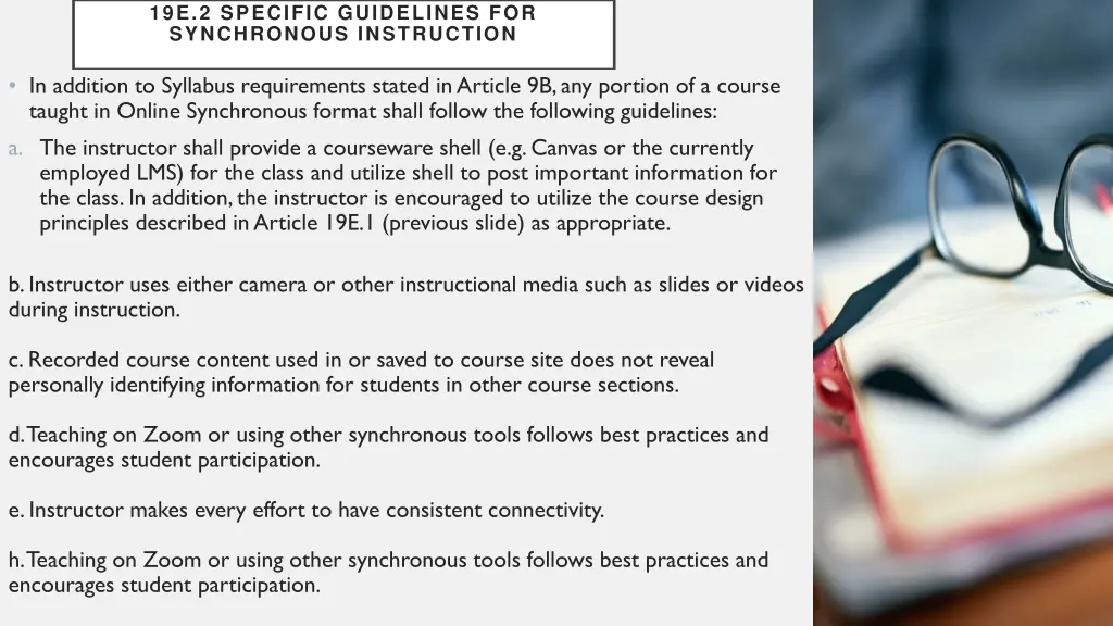 19e 2 specific guidelines for synchronous