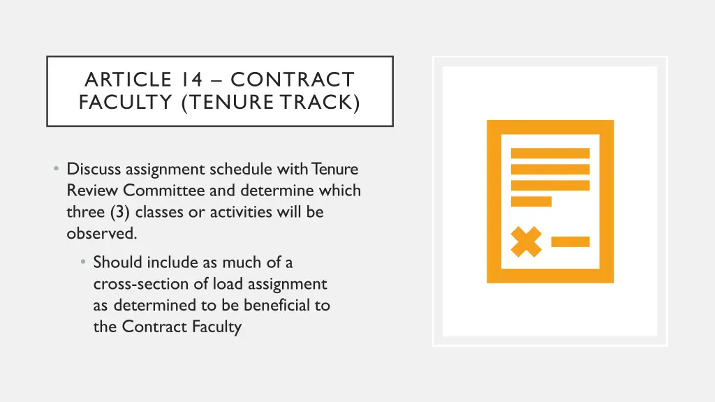 article 14 contract faculty tenure track