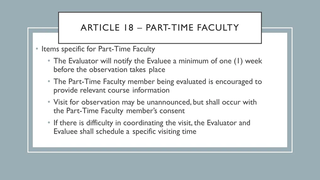 article 18 part time faculty