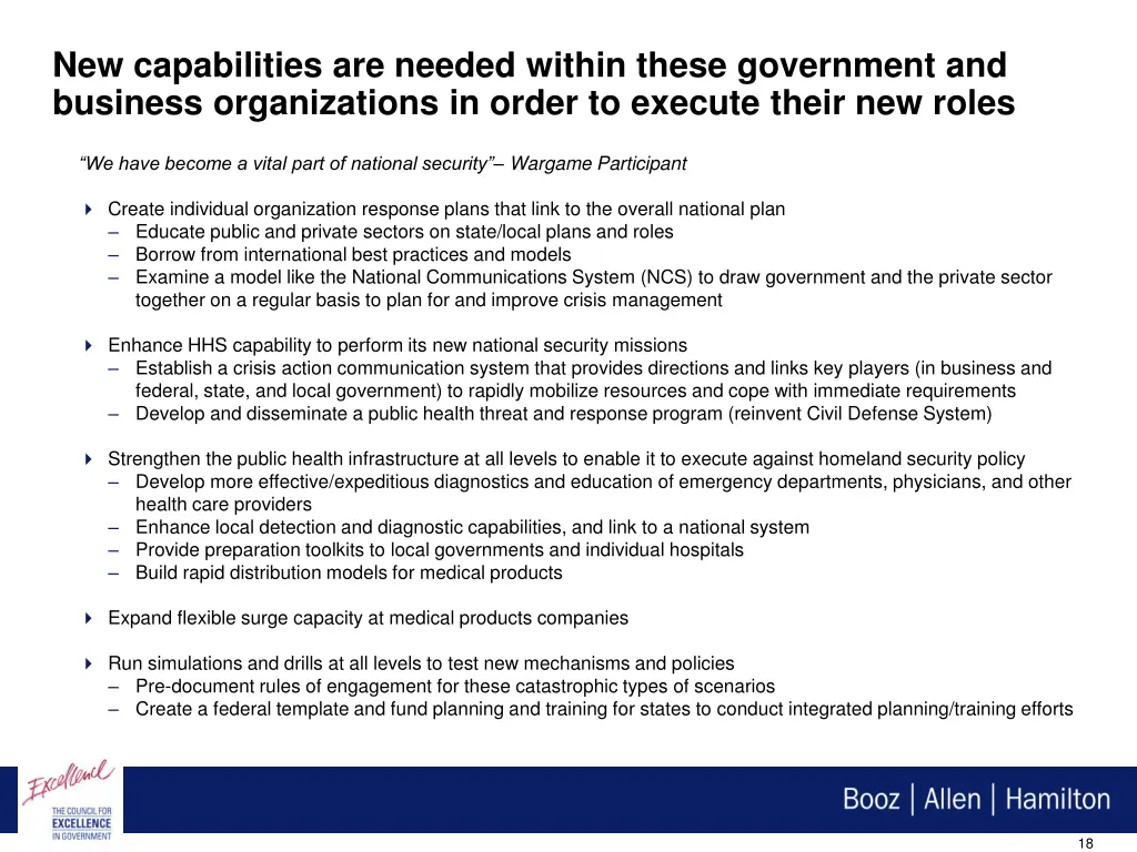 new capabilities are needed within these