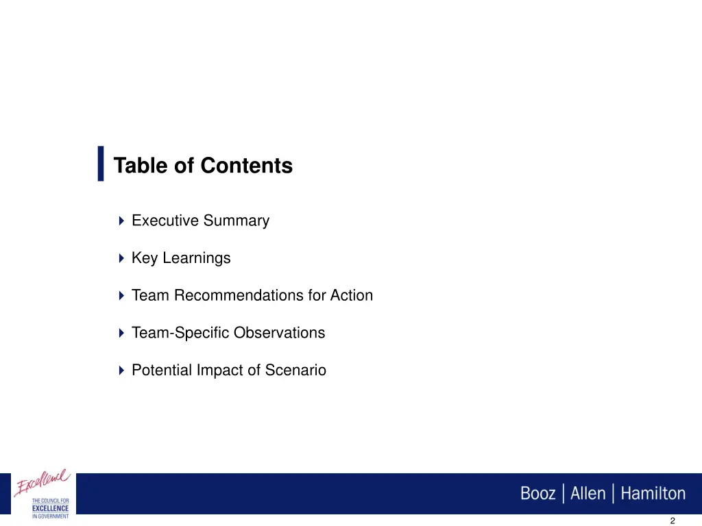 table of contents