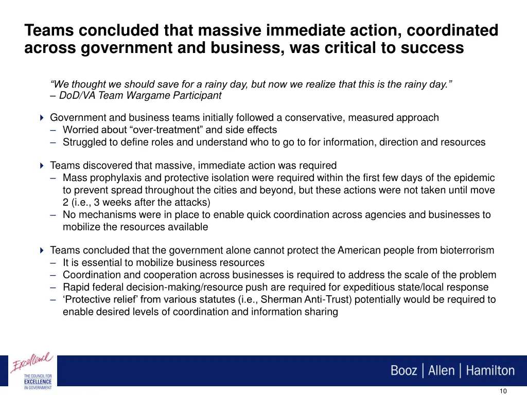 teams concluded that massive immediate action