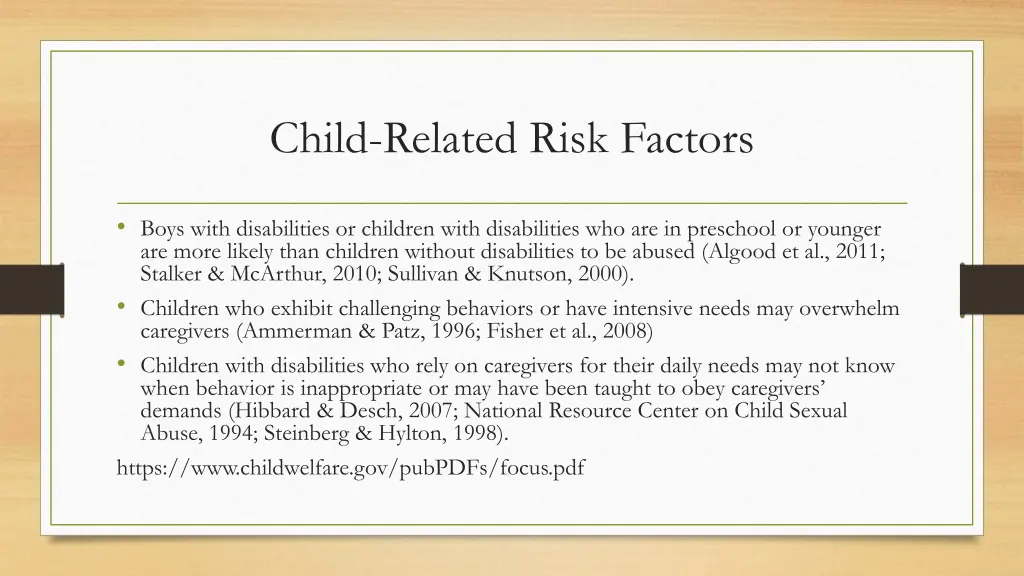 child related risk factors