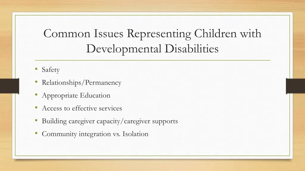 common issues representing children with