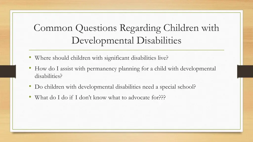 common questions regarding children with