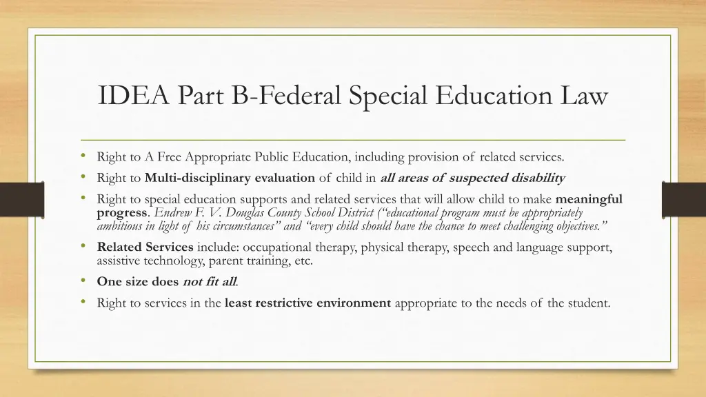 idea part b federal special education law