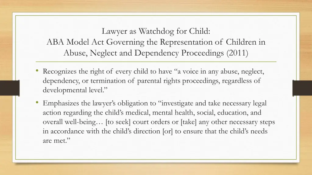 lawyer as watchdog for child