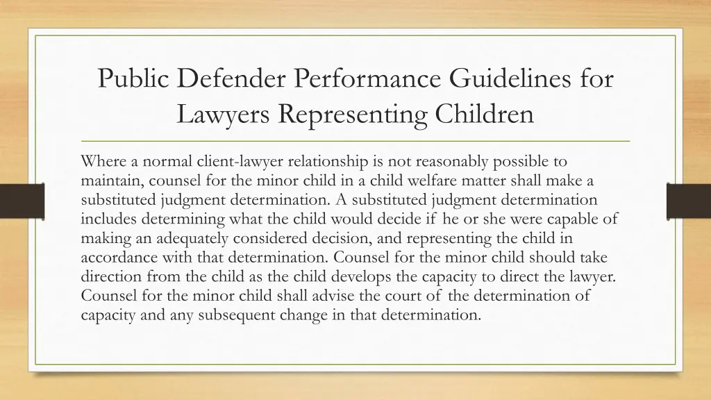 public defender performance guidelines 2
