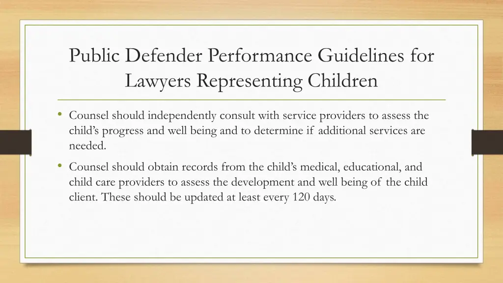 public defender performance guidelines 5