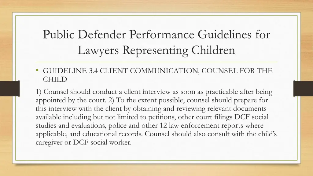 public defender performance guidelines 6