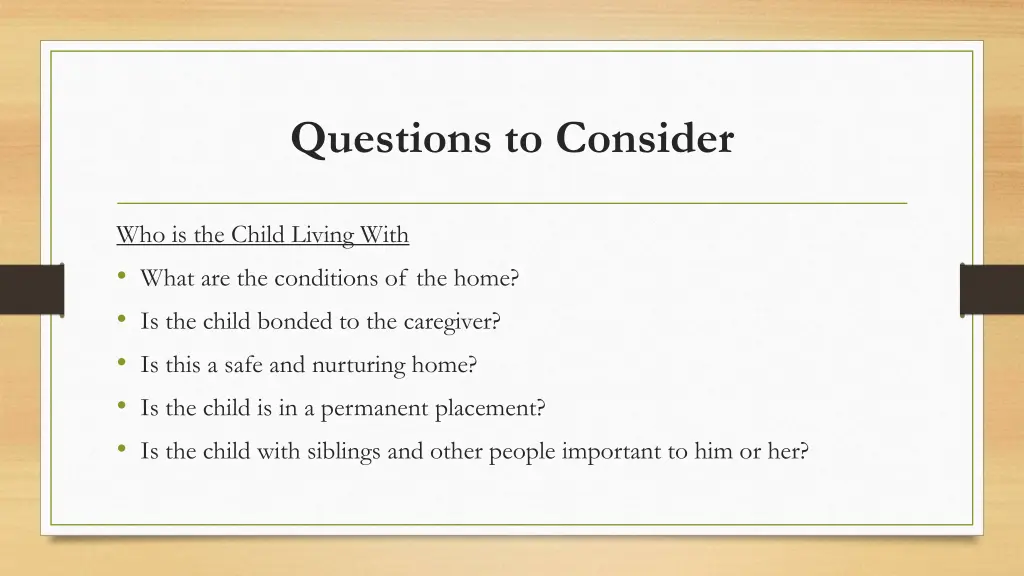 questions to consider