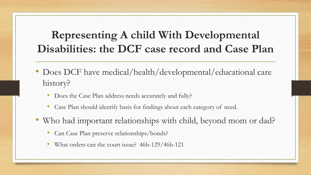 representing a child with developmental