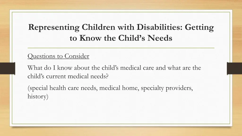 representing children with disabilities getting