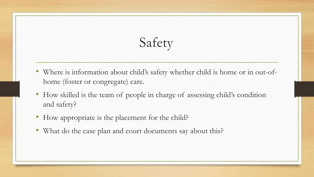 safety