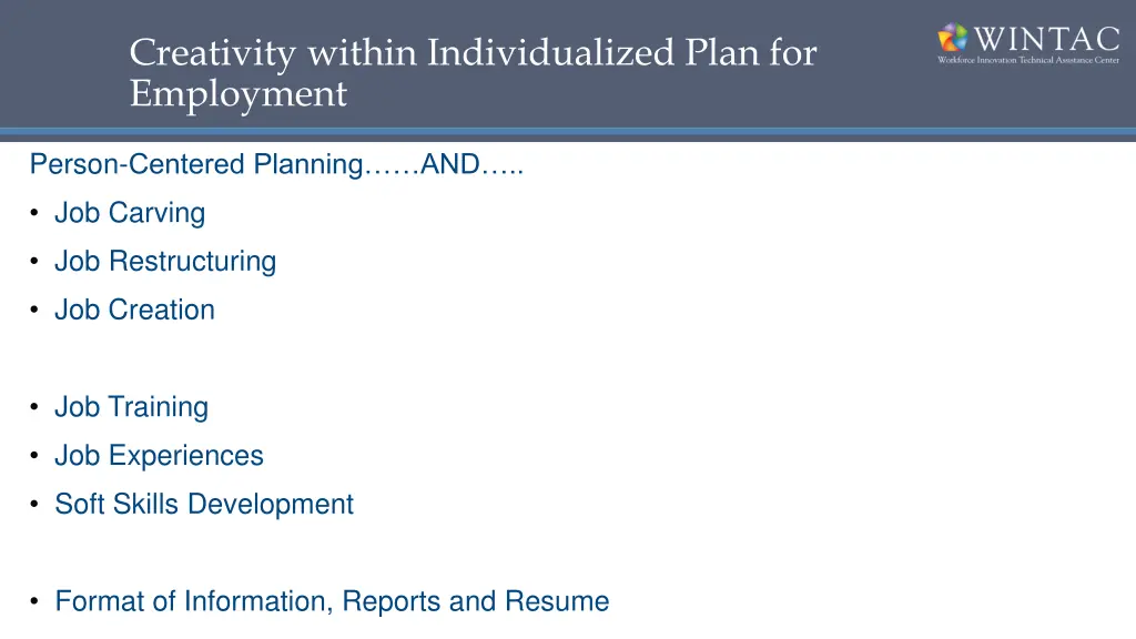 creativity within individualized plan