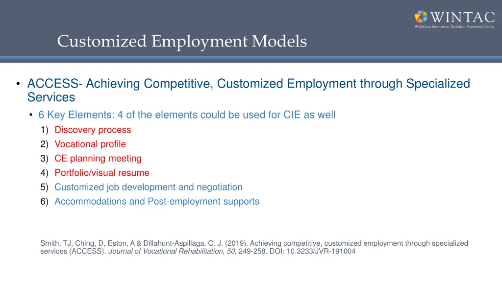 customized employment models