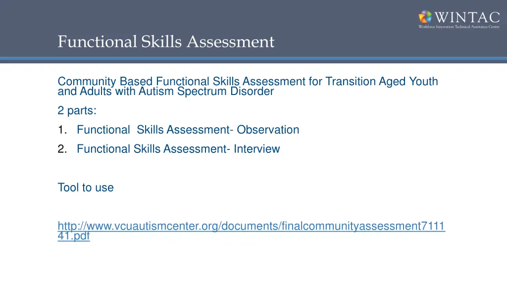 functional skills assessment