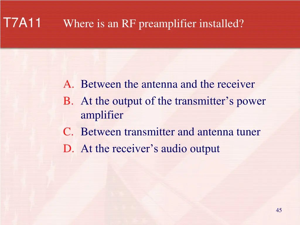 t7a11 where is an rf preamplifier installed