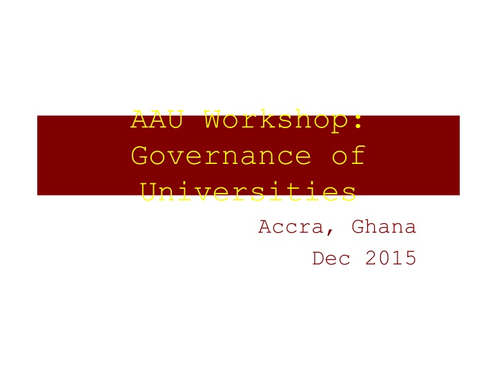 aau workshop governance of universities accra
