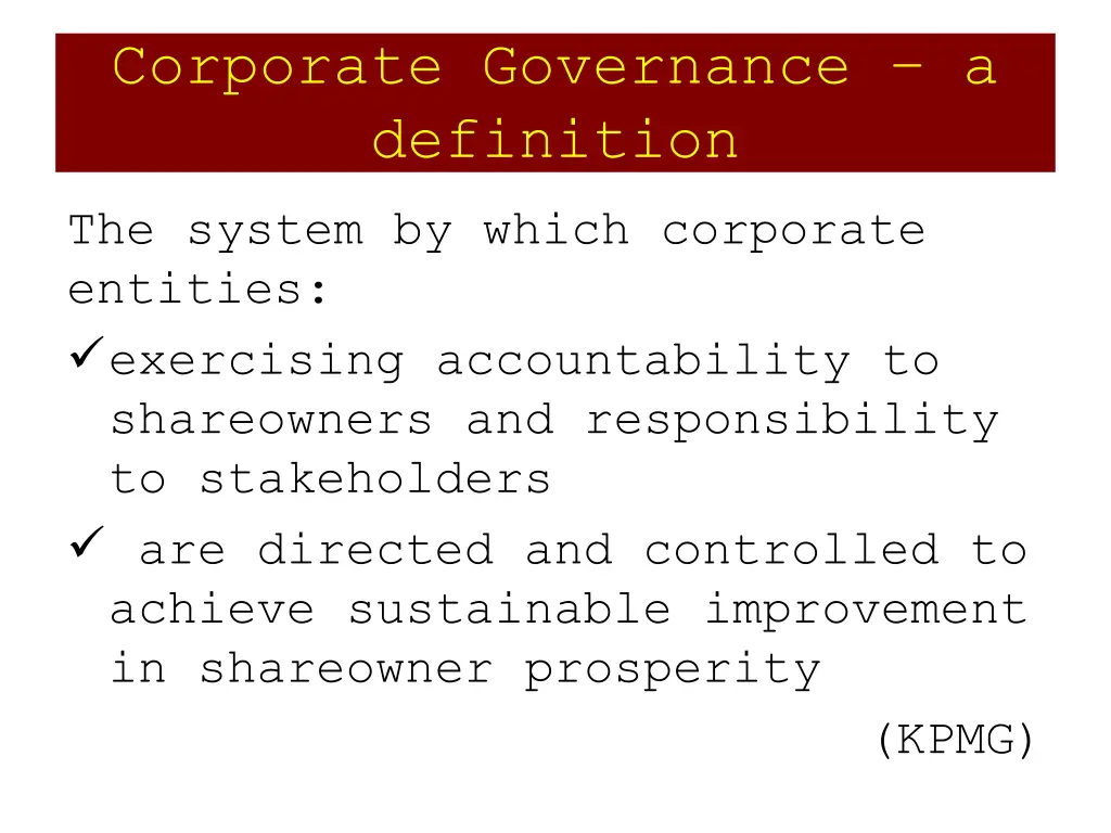 corporate governance a definition