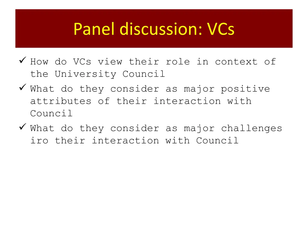 panel discussion vcs