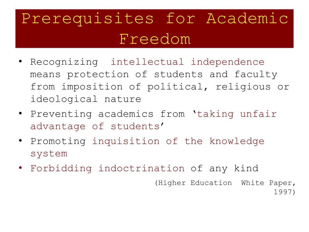 prerequisites for academic freedom