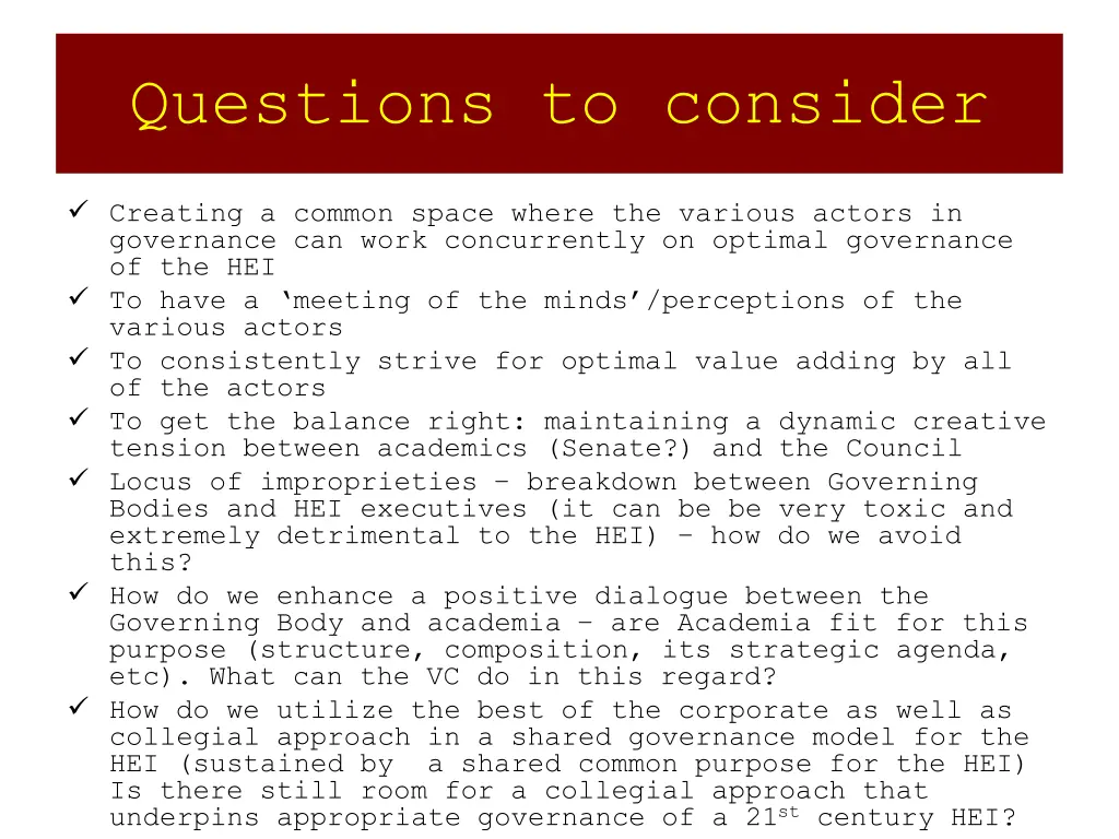 questions to consider