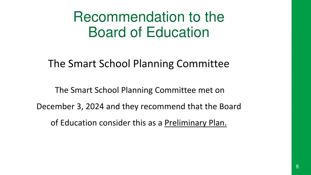 recommendation to the board of education 1