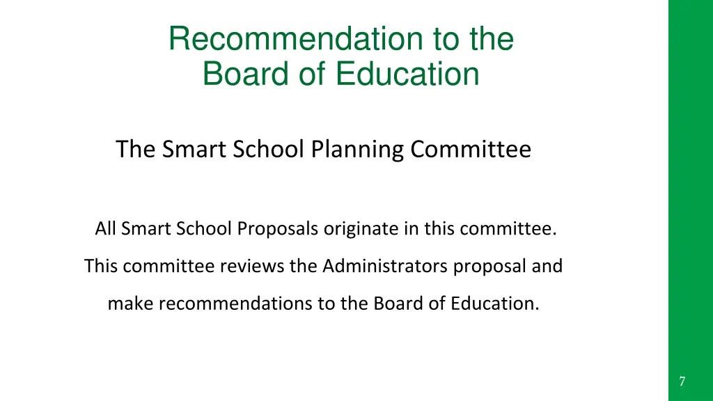 recommendation to the board of education