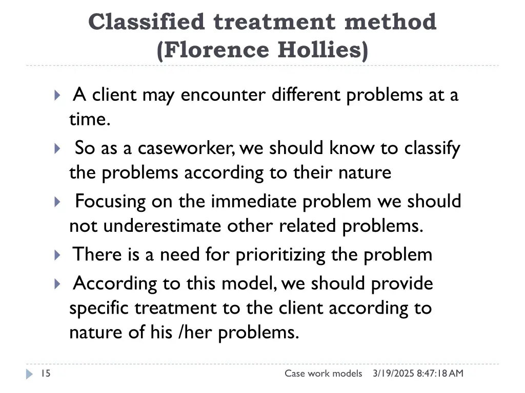 classified treatment method florence hollies