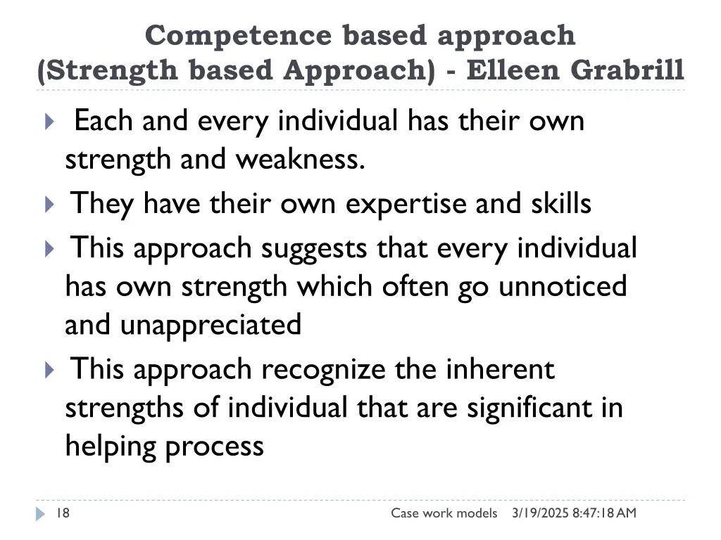 competence based approach strength based approach