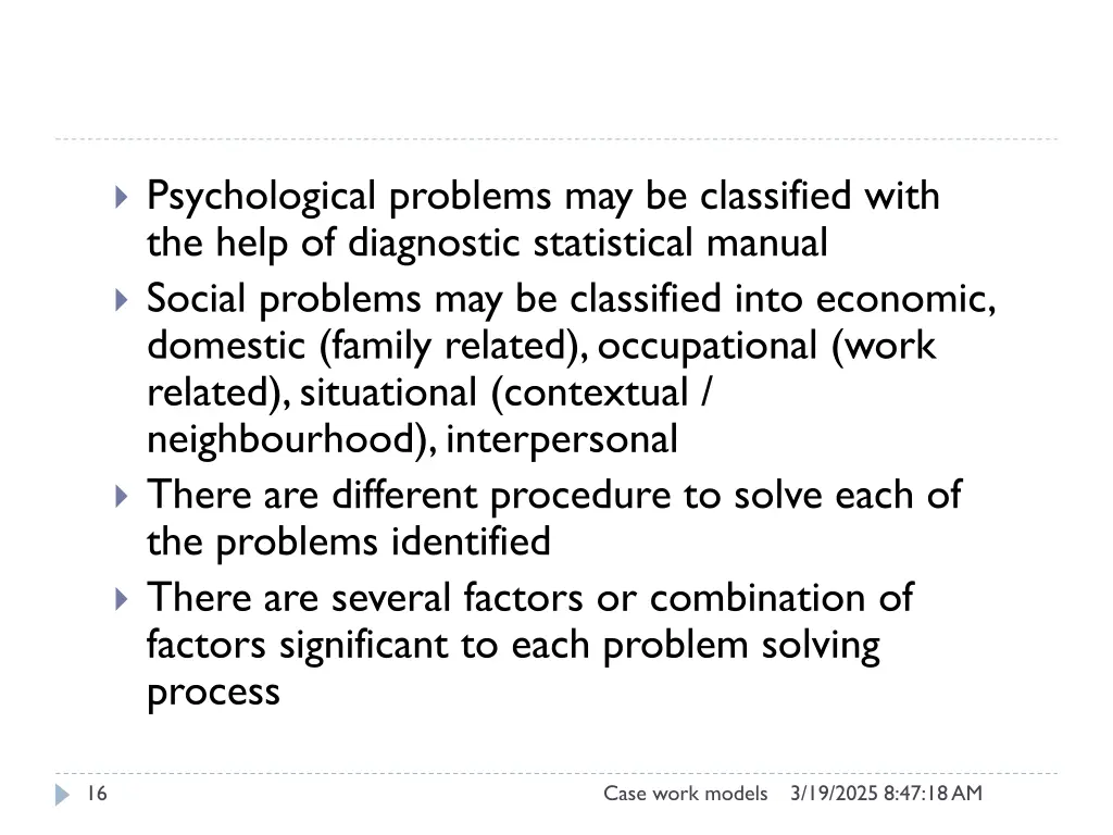 psychological problems may be classified with