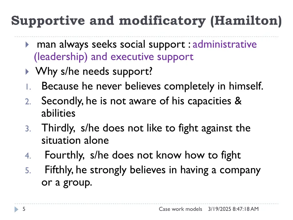 supportive and modificatory hamilton