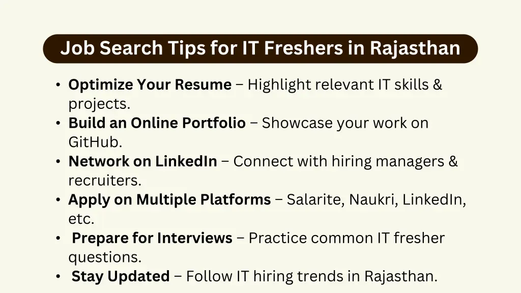 job search tips for it freshers in rajasthan