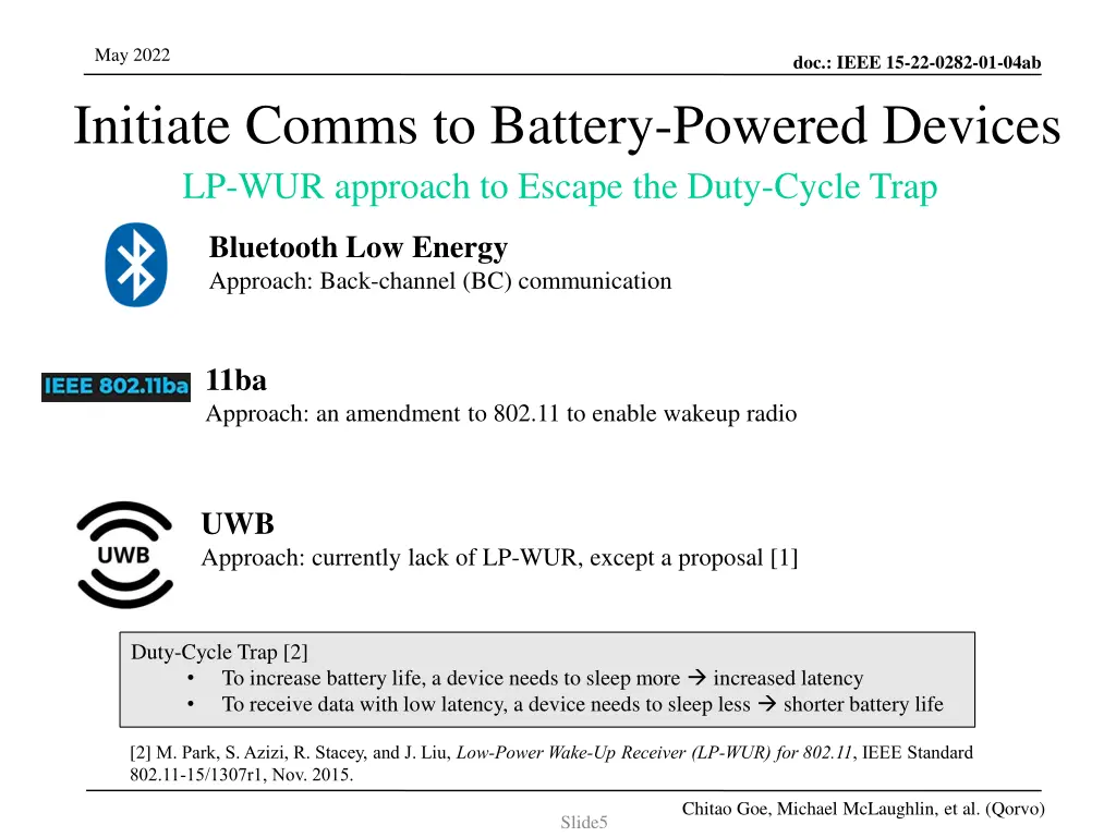 may 2022 initiate comms to battery powered