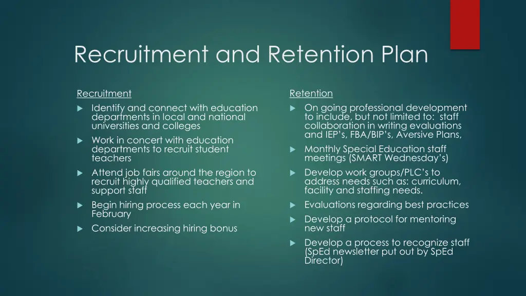 recruitment and retention plan