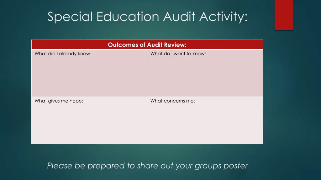 special education audit activity