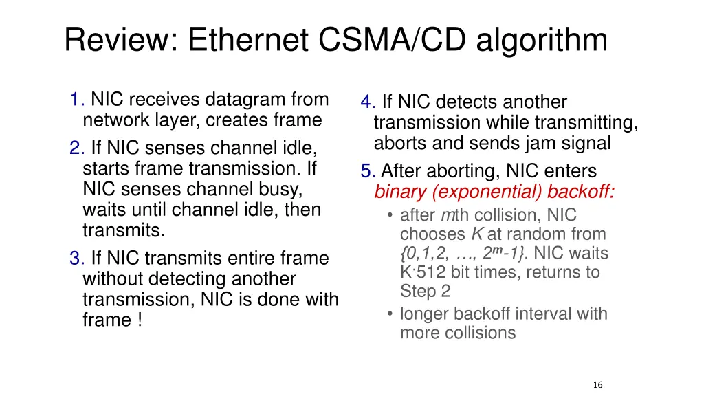 review ethernet csma cd algorithm