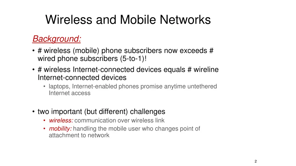 wireless and mobile networks