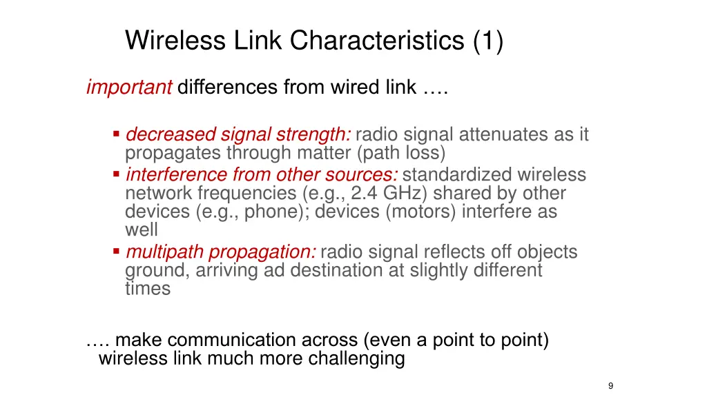 wireless link characteristics 1