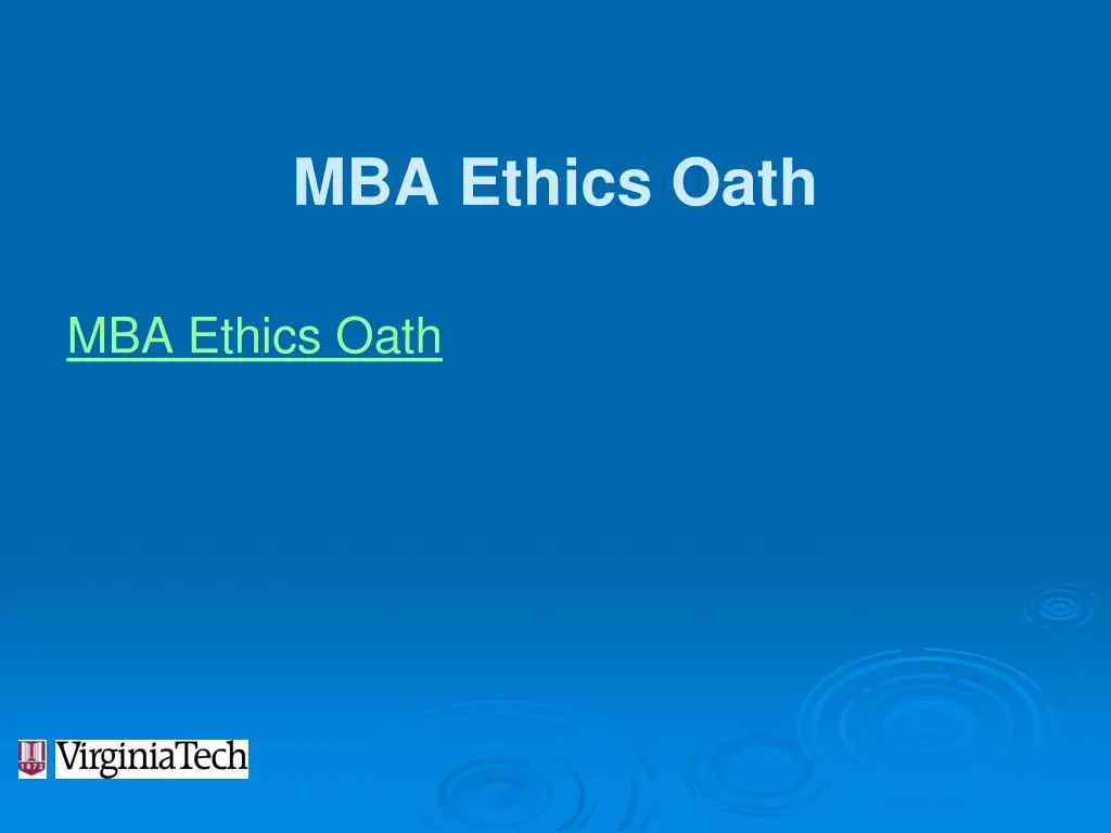 mba ethics oath