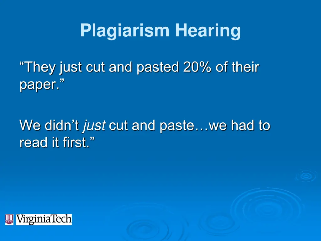 plagiarism hearing