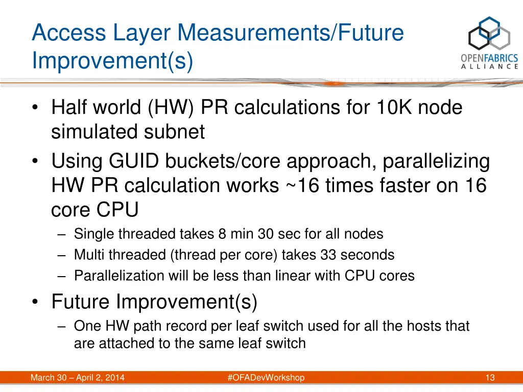 access layer measurements future improvement s