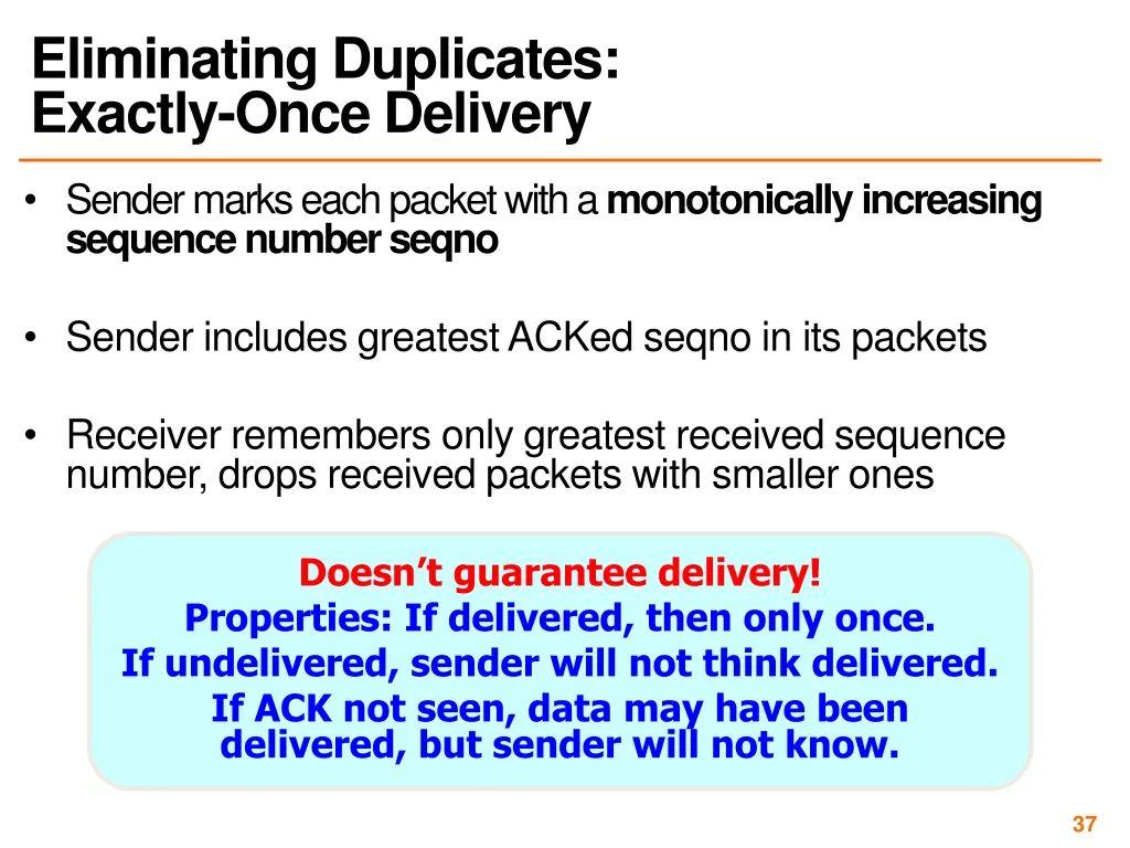 eliminating duplicates exactly once delivery